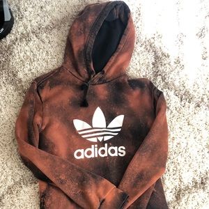 Adidas trefoil punk bleached distressed hoodie